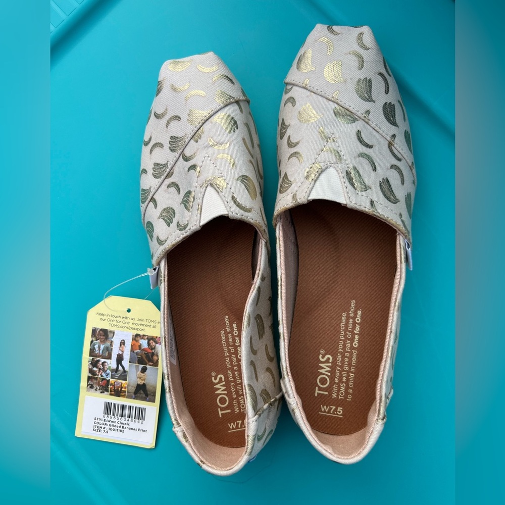 NEW Womens Classic TOMS Gilded Bananas Print 7.5 RARE